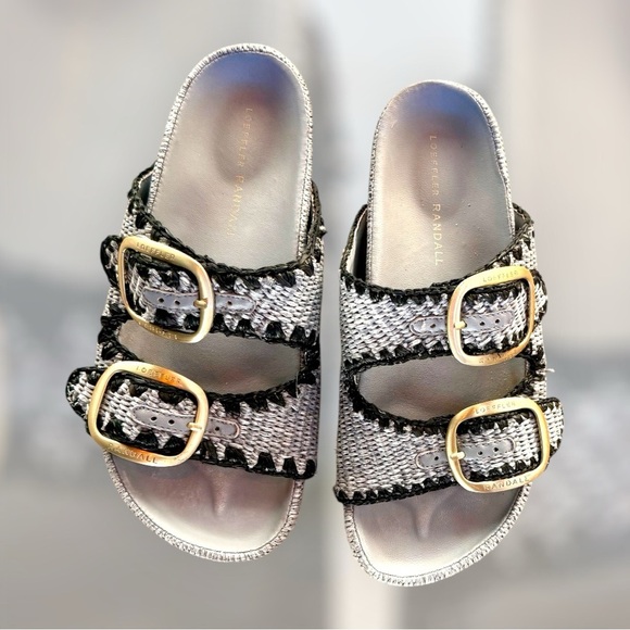 Loeffler Randall Shoes - Loeffller Randall Women’s Theo BlueTwo-Band Strap Gold Buckles Sandals Size 8